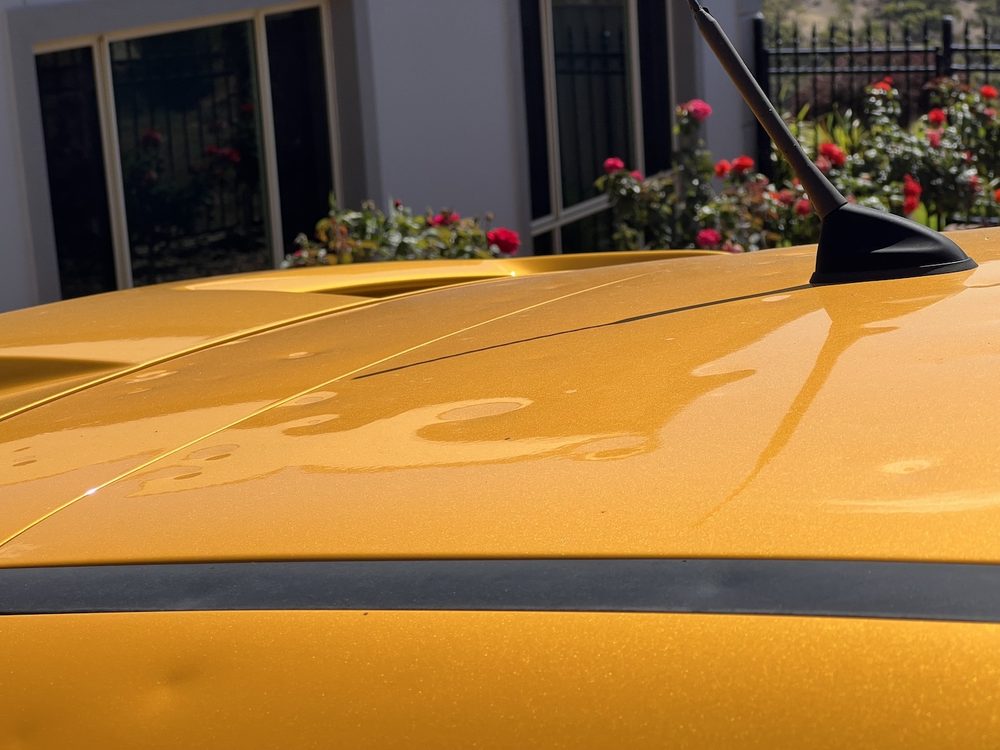 Hail dents on a car roof